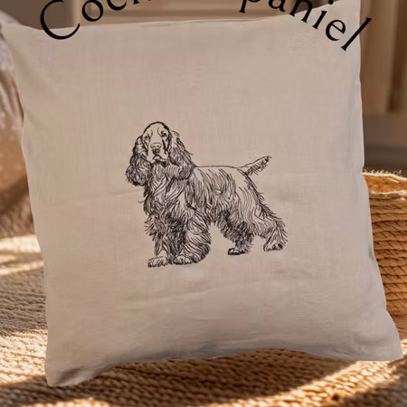 Putetrekk 50x50 cm 100%lin Cocker Spaniel Sort