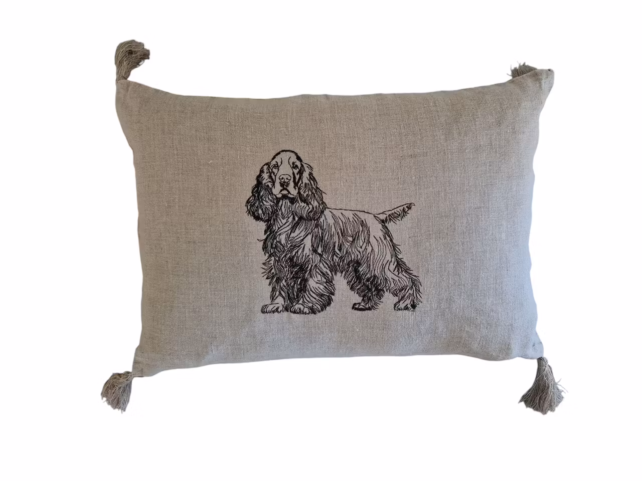 Putetrekk 35x50cm Lin med sort Cocker Spaniel