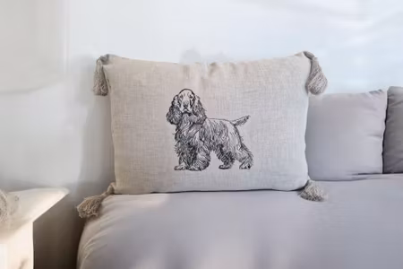 Putetrekk 35x50cm Lin med sort Cocker Spaniel