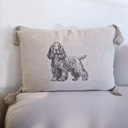 Putetrekk 35x50cm Lin med sort Cocker Spaniel
