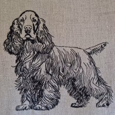 Putetrekk 35x50cm Lin med sort Cocker Spaniel