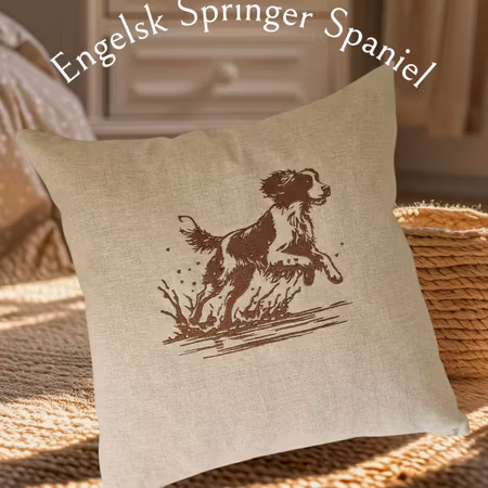 Putetrekk 45x45 cm Linlook Brun Engelsk Springer Spaniel