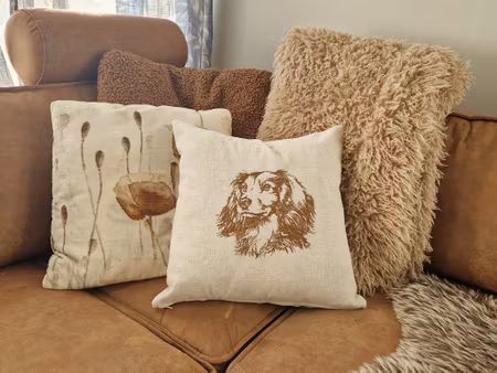Putetrekk 45x45 cm Linlook Brun Langhårs Dachs