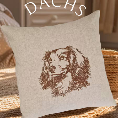 Putetrekk 45x45 cm Linlook Brun Langhårs Dachs