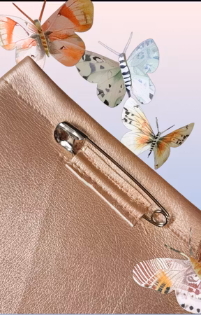 Godbitlomme støvet rosa m/bling 11x11cm