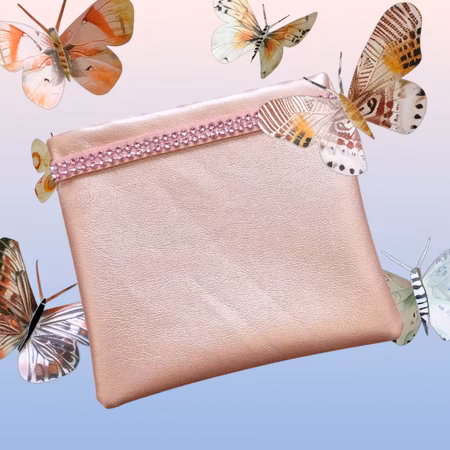 Godbitlomme støvet rosa m/bling 11x11cm