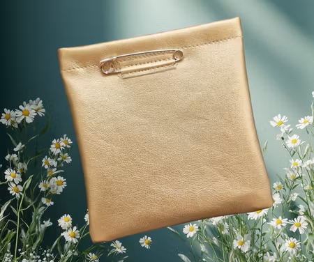 Godbitlomme støvet gull m/dekorsnor 11x11cm