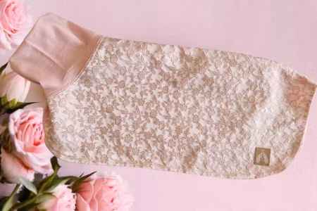Silkedekken pudder rosa brokade S
