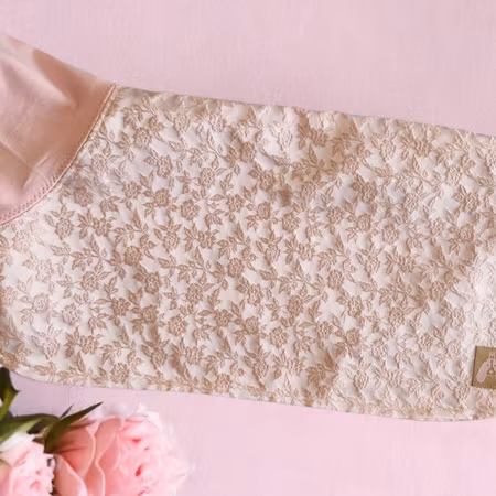 Silkedekken pudder rosa brokade S