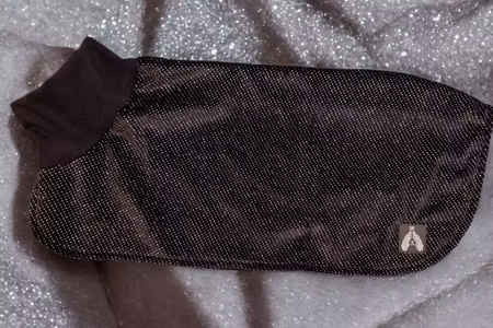 Silkedekken sort velour m/sølvglitter S