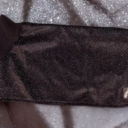 Silkedekken sort velour m/sølvglitter S