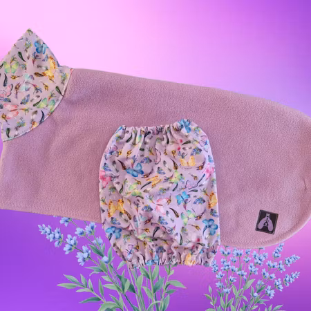 Fleece tørkedekken sett lilla m/sommermotiv S