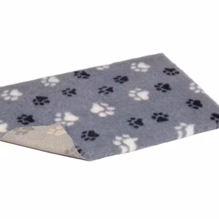 Vet Bed (75x50 cm) Duo-paw Grey with Black & White Paws