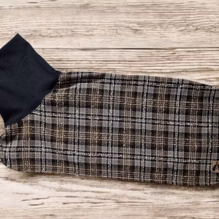 Silkedekken boucle brun/sort rutet L