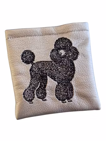 Godbitlomme Sølv m/maskinbrodert Puddel 11x11cm