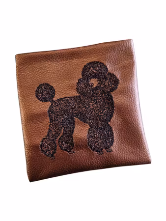 Godbitlomme Brun m/maskinbrodert Puddel 11x11cm