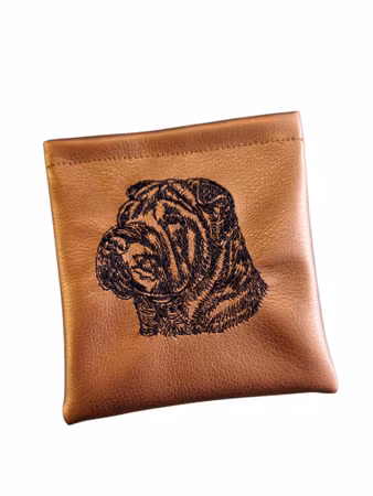 Godbitlomme Bronse m/maskinbrodert Shar Pei 11x11cm