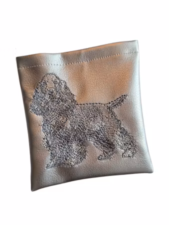 Godbitlomme Sølv m/maskinbrodert Cocker 11x11cm