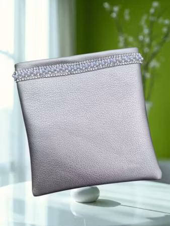 Godbitlomme sølv m/perlebånd