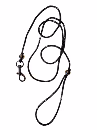 Hemeli Design Utstillingsbånd sort glitter/sølvkrok ca 80cm