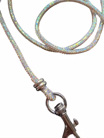 Hemeli Design Utstillingsbånd hvit glitter/sølvkrok ca100cm