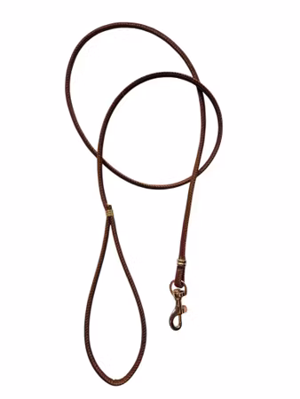 Hemeli Design Utstillingsbånd karamellbrunt kunstskinn/gullkrok ca100cm