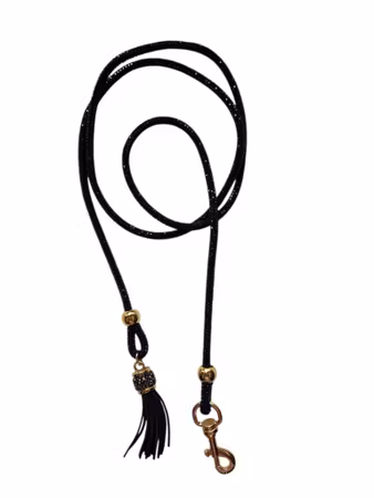 Hemeli Design Utstillingsbånd sort glitter/gullkrok&dusk ca120cm