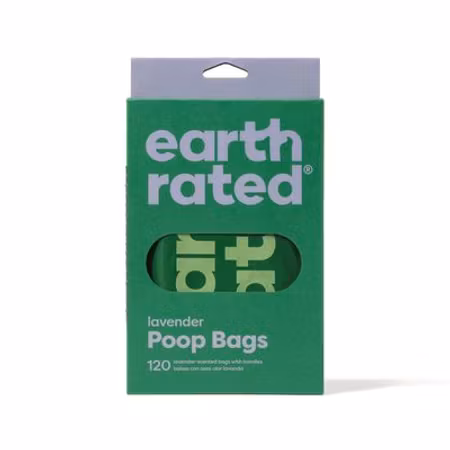 EARTH RATED Bæsjeposer 120stk/8ruller m/håndtak - lavendel duft