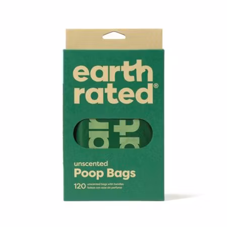 EARTH RATED Bæsjeposer 120stk/8ruller m/håndtak - uparfymert