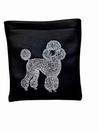 Godbitlomme Sort m/maskinbrodert Puddel 11x11cm