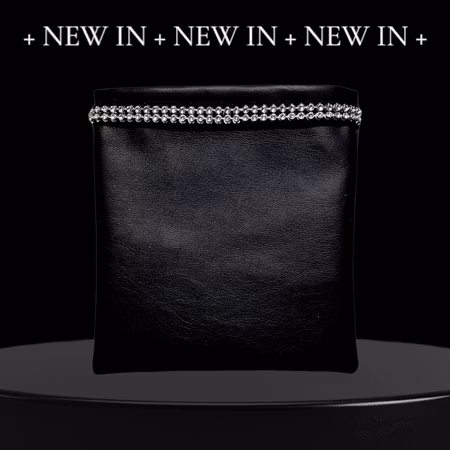 Godbitlomme sort m/blingbånd 10x10cm