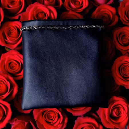 Godbitlomme sort m/blingbånd 10x10cm