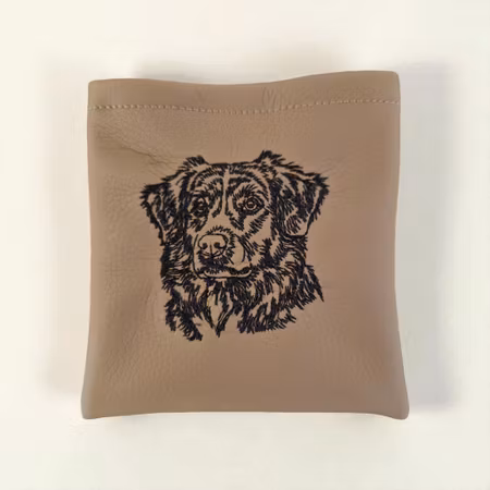 Godbitlomme Kamelfarget m/maskinbrodert Toller 11x11cm