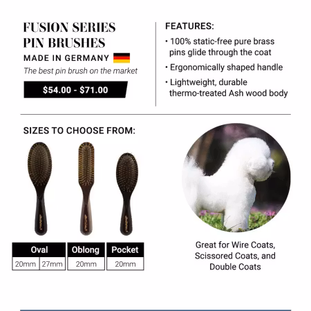 Chris Christensen Fusion Oblong Pin Brush Static Free - Short Pin (20mm)