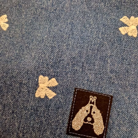 Silkedekken denim m/broderte sløyfer S