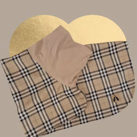 Silkedekken klassisk beige rutet L