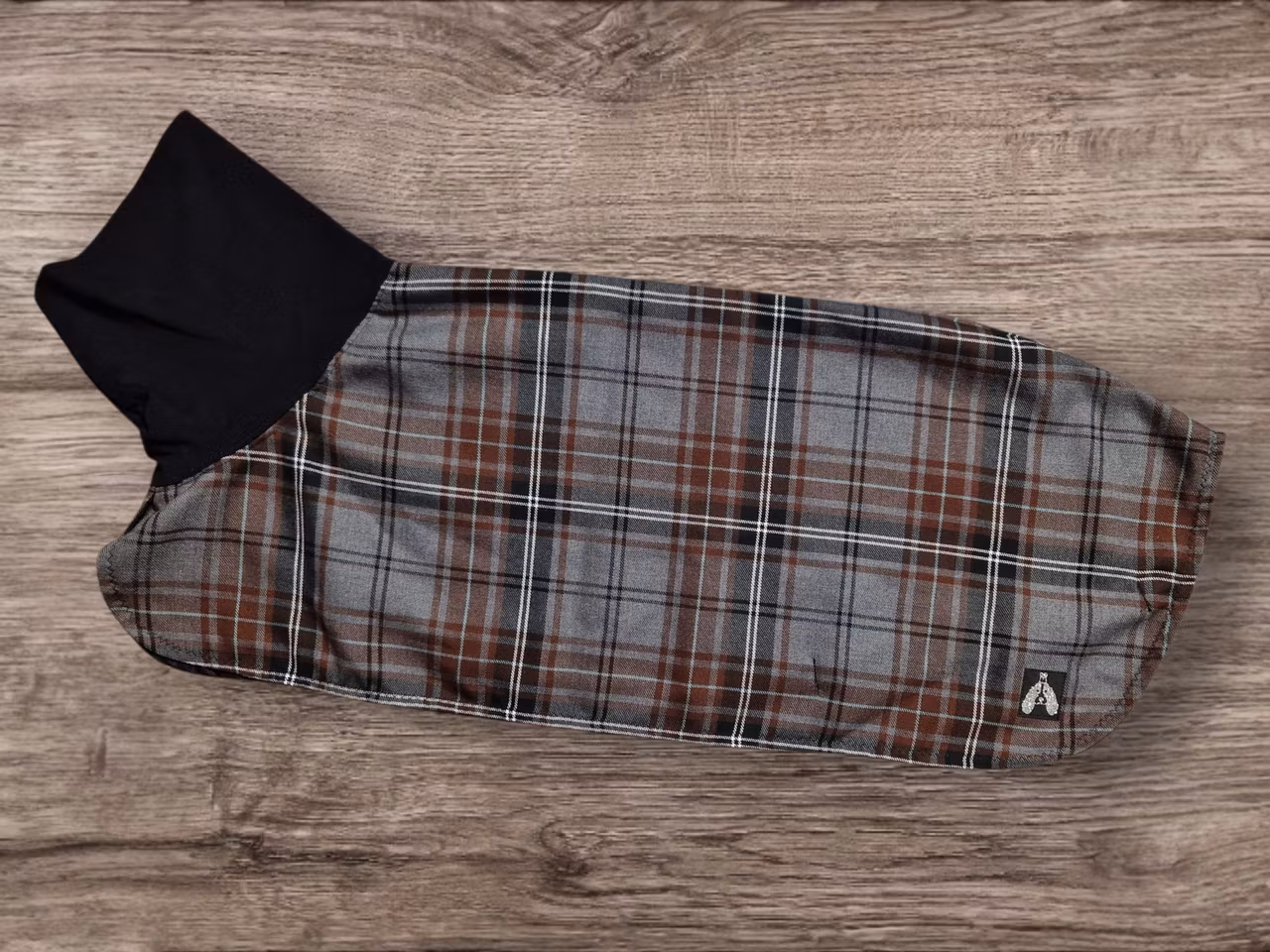 Silkedekken klassisk rutet grå/brun/sort L