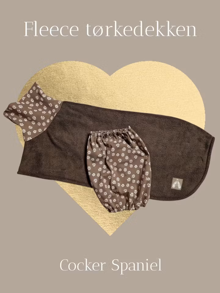 Fleece tørkedekken sett brun m/blomster M