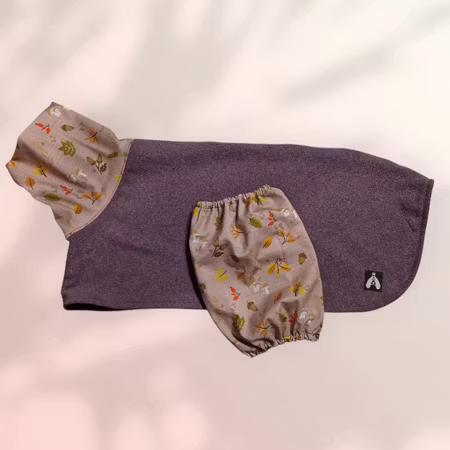 Fleece tørkedekken sett røsslyngfarget m/skogsmotiv M