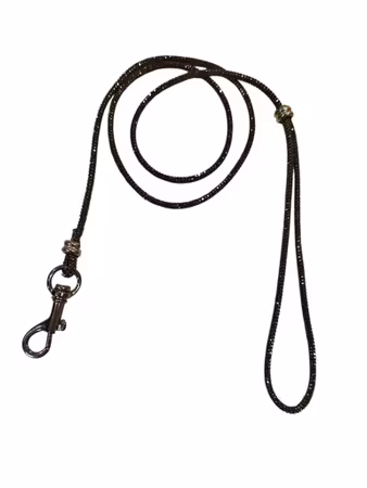 Hemeli Design Utstillingsbånd antrasitt glitter/sølv krok ca 80cm