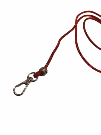 Hemeli Design Utstillingsbånd rød glitter/sølv krok ca 100 cm