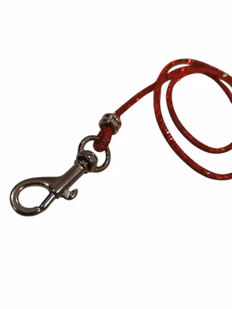 Hemeli Design Utstillingsbånd rød glitter/sølv krok ca 80 cm