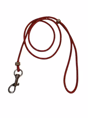 Hemeli Design Utstillingsbånd rød glitter/sølv krok ca 80 cm