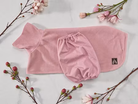 Fleece tørkedekken sett rosa m/polkadott S