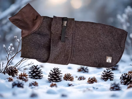 Ulldekken mørk brunt med bryst/magebelte L