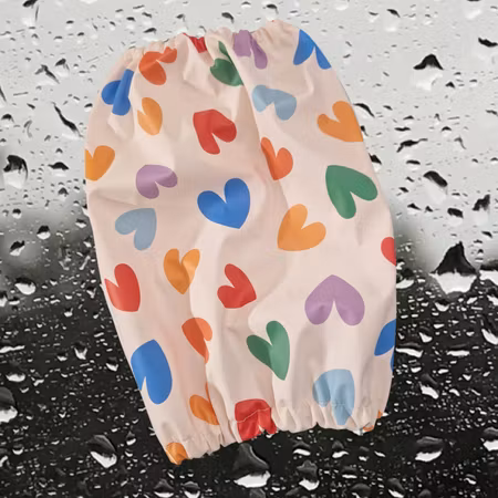 Regnørehette Creme m/multicolour hjerter