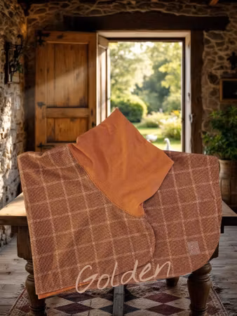 Silkedekken Rutet Cognac/Rådyrbrunt L