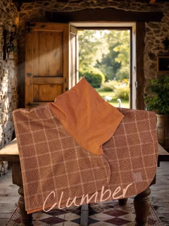 Silkedekken Rutet Cognac/Rådyrbrunt L