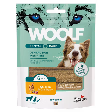 WOOLF DENTAL CARE CHICKEN AND CRANBERRY BAR 108G