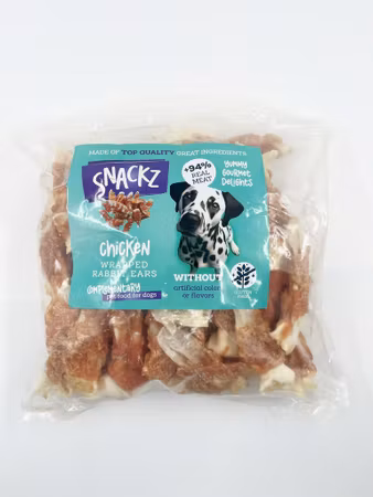 SNACKZ CHICKEN WRAPPED RABBIT EARS 1,2KG